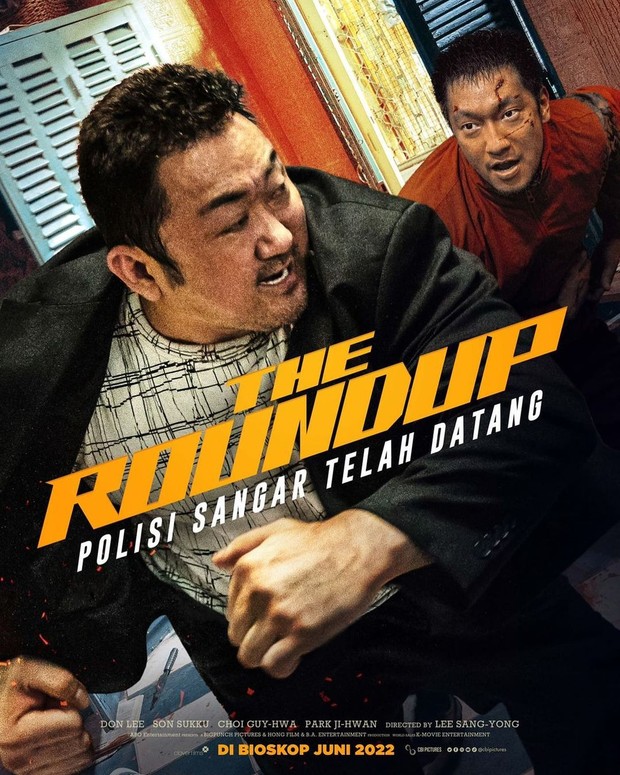 Poster film The Roundup 2 yang diperankan Ma Dong Seok dan Son Suk Ku