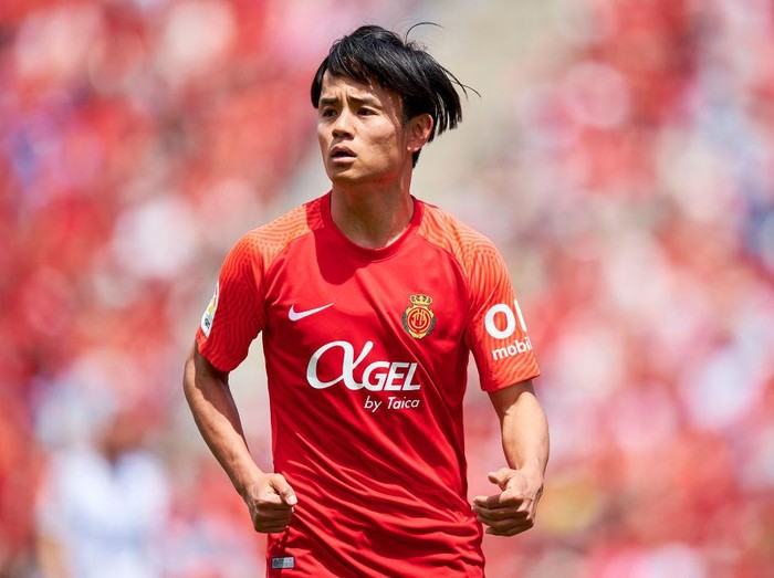 MALLORCA, SPAIN - MAY 07: Takefusa Kubo of RCD Mallorca looks on during the La Liga Santader match between RCD Mallorca and Granada CF at Estadio de Son Moix on May 07, 2022 in Mallorca, Spain. (Photo by Cristian Trujillo/Quality Sport Images/Getty Images)