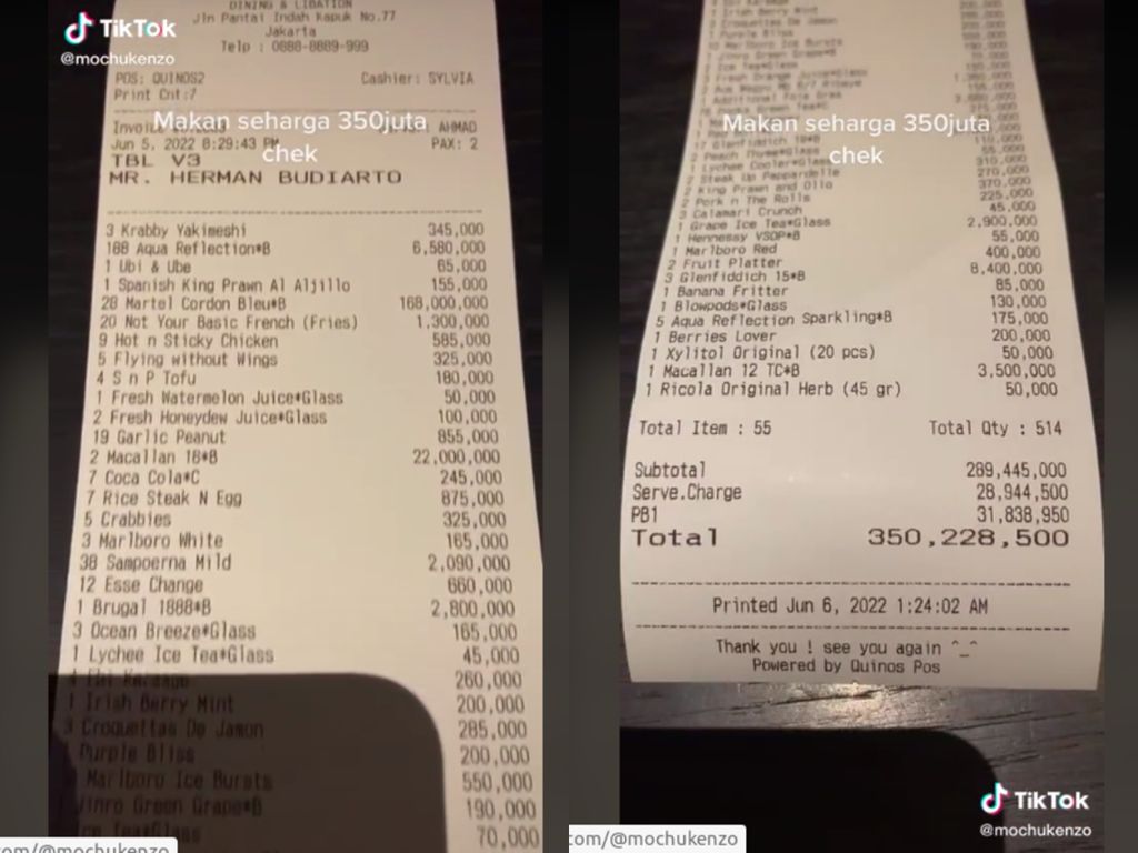 Bukan Getok Harga! Netizen Ini Habiskan Rp 350 Juta Sekali Makan di Restoran Ini