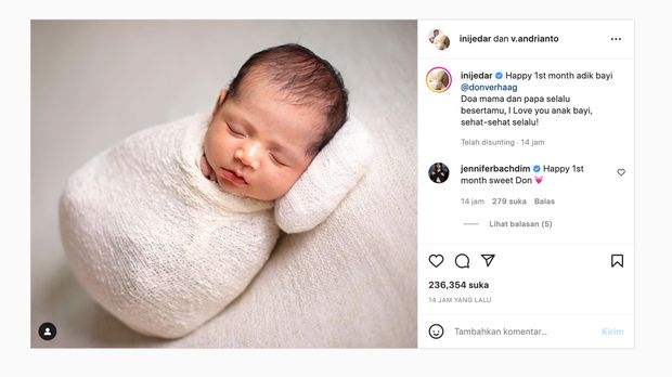 Don Azaiah Jan Verhaag, anak Jessica Iskandar