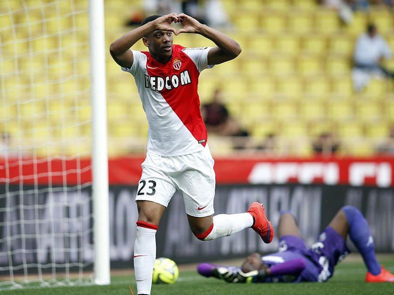 Monaco's Kylian Mbappe-Lottin celebrates scoring his side second goal during the UEFA Champions League match at the Etihad Stadium, Manchester. (Photo by Martin Rickett/PA Images via Getty Images)