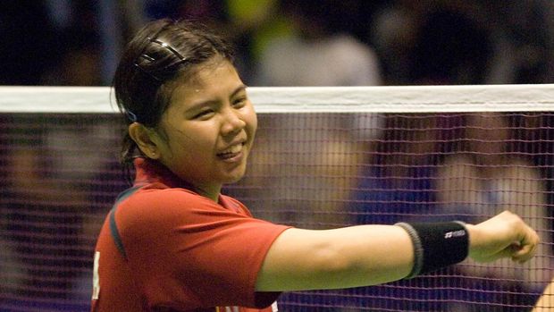 Galfot Greysia Polii Greysia Polii of Indonesia celebrates their ladies doubles win against England in the semi final of the Sudirman World Badminton Team Championships in Glasgow, Scotland, 16 June 2007. AFP PHOTO/BRIAN STEWART (Photo by BRIAN STEWART / AFP)