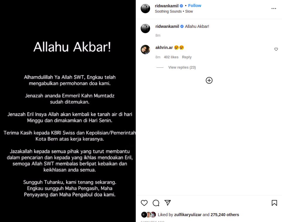Instagram Stories Ridwan Kamil