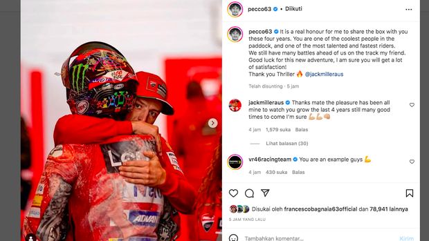 Potongan Instagram Pecco Bagnaia.