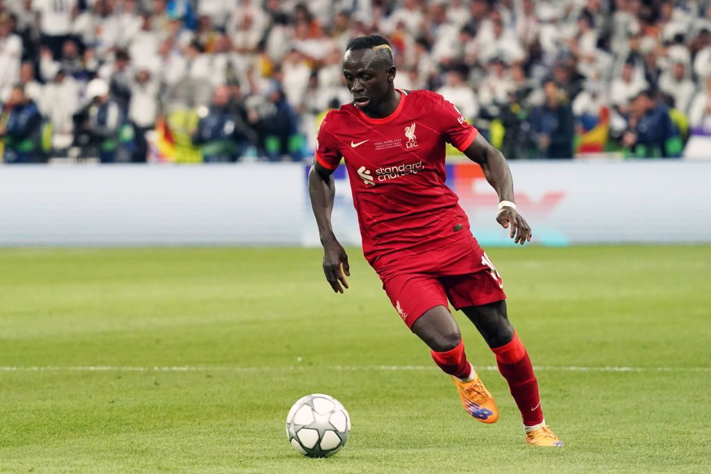 PARIS, FRANCE - MAY 28:  Sadio Mane of Liverpool in action during the UEFA Champions League final match between Liverpool FC and Real Madrid at Stade de France on May 28, 2022 in Paris, France. (Photo by Etsuo Hara/Getty Images)