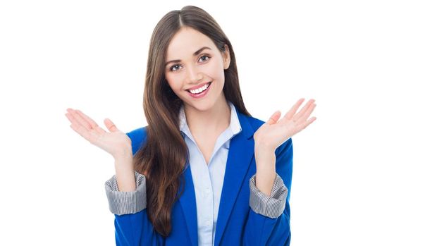 Attractive woman gesturing
