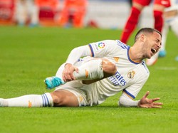 Hazard kerap kambuhan cedera pergelangan kaki dan hamstring. Empat musim di Madrid, Hazard cuma bermain sebanyak 76 kali di seluruh kompetisi (kebanyakan jadi pemain pengganti) dan cuma kemas tujuh gol (Getty Images)