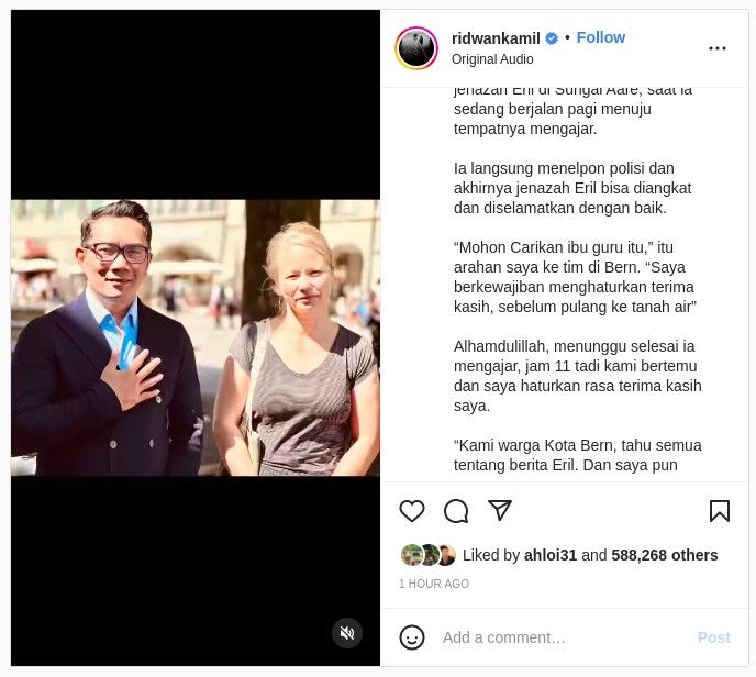 Ridwan Kamil dan Geraldine penemu jasad Eril