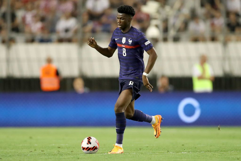 SPLIT, CROATIA - JUNE 06: Aurelien Tchouameni of France controls a ball  during the UEFA Nations League League A Group 1 match between Croatia and France at Stadion Poljud on June 6, 2022 in Split, Croatia. (Photo by Igor Kralj/Pixsell/MB Media/Getty Images)