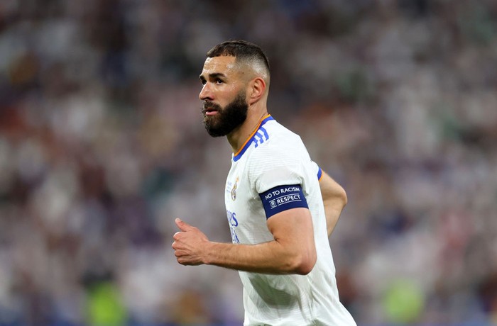 PARIS, FRANCE - MAY 28: Karim Benzema of Real Madrid during the UEFA Champions League final match between Liverpool FC and Real Madrid at Stade de France on May 28, 2022 in Paris, France. (Photo by Catherine Ivill/Getty Images)