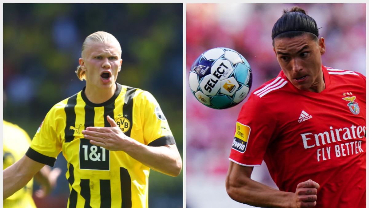 Erling Haaland dan Darwin Nunez. (Foto: Lars Baron/Gualter Fatia/Getty Images)