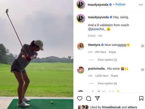Maudy Ayunda Asyik Main Golf, Suara Suami Bikin Salah Fokus