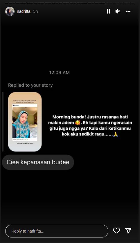 Unggahan Nadya Arifta membalas komentar warganet
