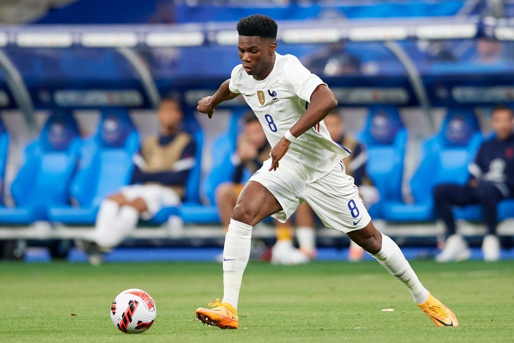 Aurelien Tchouameni (AS Monaco) of France in action during the UEFA Nations League League A Group 1 match between France and Croatia at Stade de France on June 13, 2022 in Paris, France. (Photo by Jose Breton/Pics Action/NurPhoto via Getty Images)