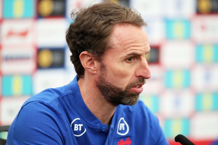 WOLVERHAMPTON, ENGLAND - JUNE 13: Gareth Southgate, Manager of England speaks during a press conference following an England Training Session at The Sir Jack Hayward Training Ground on June 13, 2022 in Wolverhampton, England. (Photo by Jack Thomas - WWFC/Wolves via Getty Images)