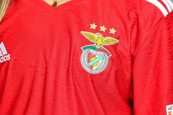 Logo Benfica LISBON, PORTUGAL - OCTOBER 01: Detailed view of the logo of Benfica during UEFA Women's Champions League Portraits on October 01, 2021 in Lisbon, Portugal. (Photo by Carlos Rodrigues - UEFA/UEFA via Getty Images)