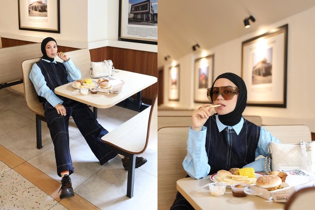 Tantri Namirah dengan Outfit Overall Tantri Namirah