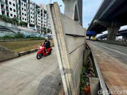 Tembok Pembatas Tol JORR Cikunir Ini Nyaris Roboh