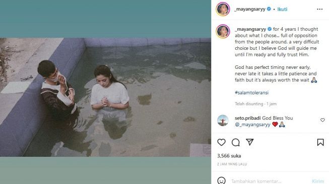 Mayang Sari mengumumkan bahwa mantan ajudan Vanessa Angel telah dibaptis