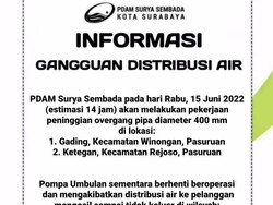 Info Gangguan Distribusi Air PDAM di Pasuruan hingga Sidoarjo