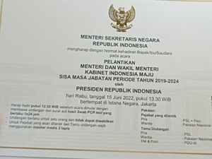 Berwarna Putih, Begini Penampakan Undangan Pelantikan Menteri Jokowi Hari Ini Berwarna Putih, Begini Penampakan Undangan Pelantikan Menteri Jokowi Hari Ini