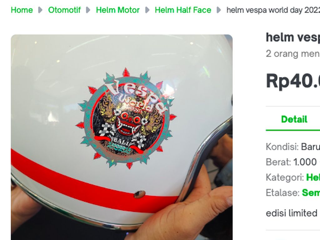Wuih! Helm Vespa VWD 2022 dijual Seharga LX-125 di Pasar Online