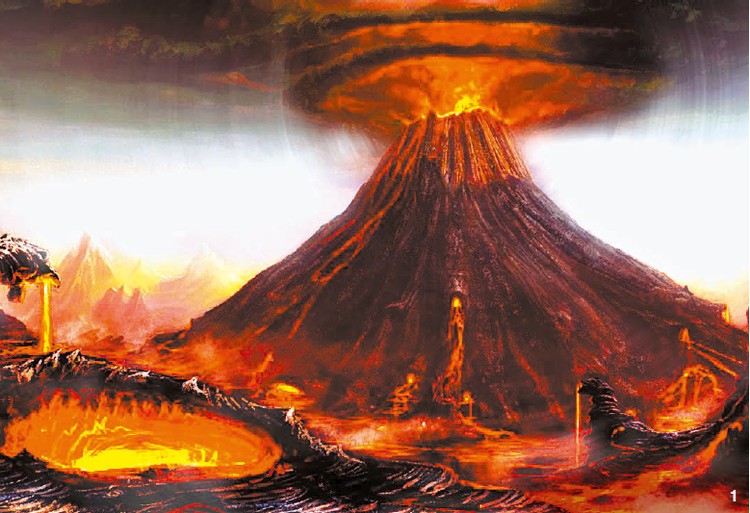 Ilustrasi letusan gunung Tambora