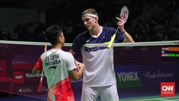 Anthony Ginting dan Viktor Axelsen di Indonesia Open. (CNN Indonesia/Adhi Wicaksono)
