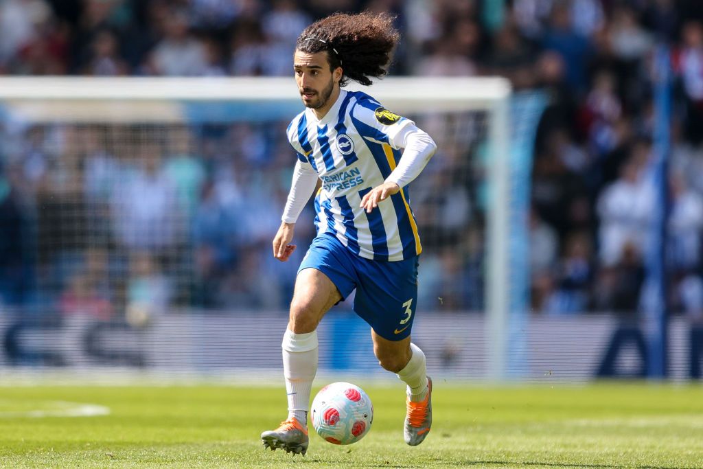 BRIGHTON, ENGLAND - APRIL 24: Marc Cucurella of Brighton & Hove Albion during the Premier League match between Brighton & Hove Albion and Southampton at American Express Community Stadium on April 24, 2022 in Brighton, England. (Photo by Robin Jones/Getty Images)