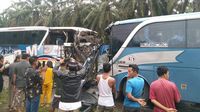 Penampakan 2 Bus yang Terlibat Kecelakaan Maut di Labusel
