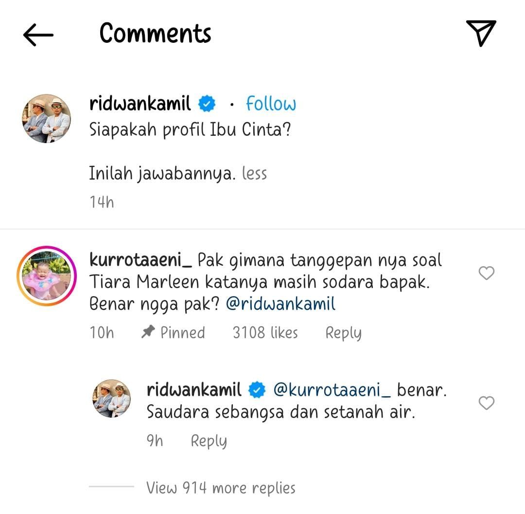 Reaksi Ridwan Kamil setelah Diora mengaku pada Marlene bersaudara