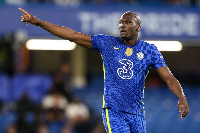  Romelu Lukaku of Chelsea during the Premier League match between Chelsea and Leicester City at Stamford Bridge on May 19, 2022 in London, England. (Photo by Robin Jones/Getty Images )