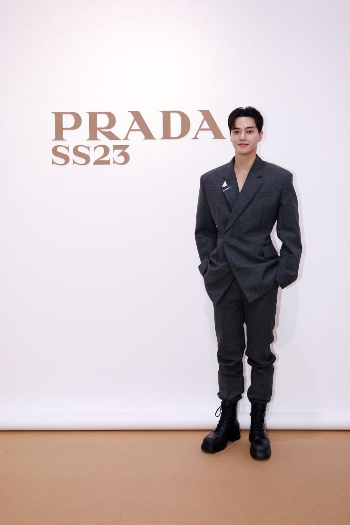 MILAN, ITALY - JUNE 19: Song Kang attends Prada Spring/Summer 2023 Menswear Fashion Show on June 19, 2022 in Milan, Italy. (Photo by Vittorio Zunino Celotto/Getty Images for Prada)