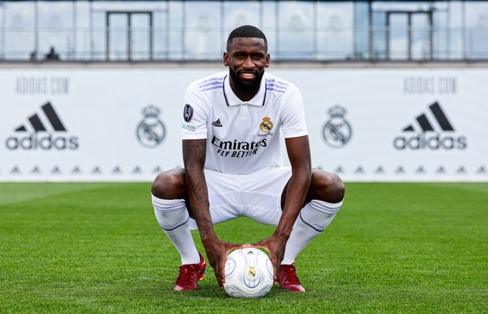 MADRID, SPAIN - JUNE 20: Antonio Rüdiger of Real Madrid during his official presentation at Valdebebas training ground on June 20, 2022 in Madrid, Spain. (Photo by Helios de la Rubia/Real Madrid via Getty Images)