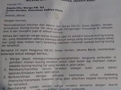 Viral Surat Edaran RW di Jakbar Larang Warga Beri Makan Kucing Liar