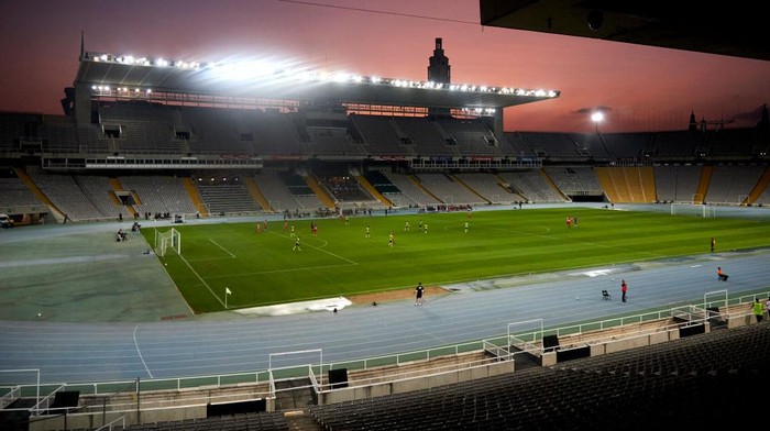 BARCELONA, SPAIN - JULY 20: A general view of the stadium during a pre-season friendly match between Girona FC and AFC Bournemouth at Estadi Olimpic Lluis Companys Stadium on July 20, 2019 in Barcelona, Spain. (Photo by Quality Sport Images/Getty Images)