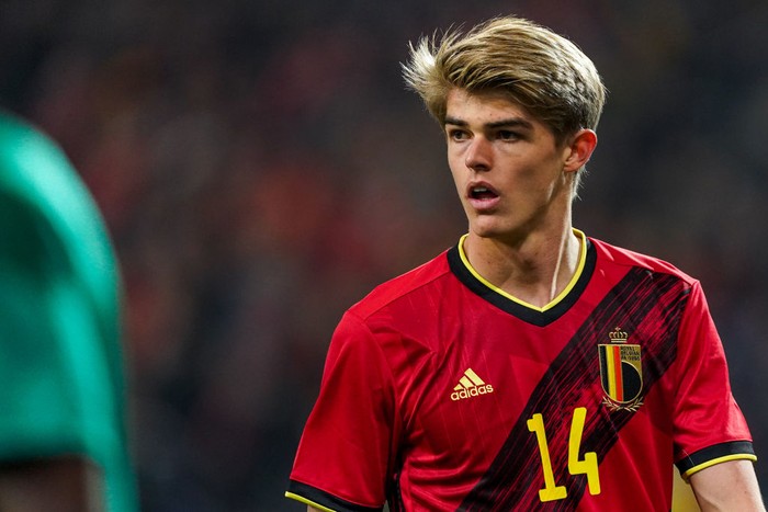 BRUSSEL, BELGIUM - MARCH 29: Charles de Ketelaere of Belgium during the International Friendly match between Belgium and Burkina Faso at Lotto Park on March 29, 2022 in Brussel, Belgium (Photo by Jeroen Meuwsen/BSR Agency/Getty Images)