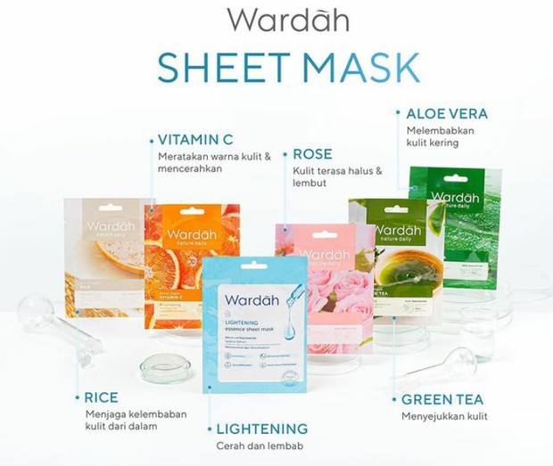 Enam koleksi sheet mask dari wardah.