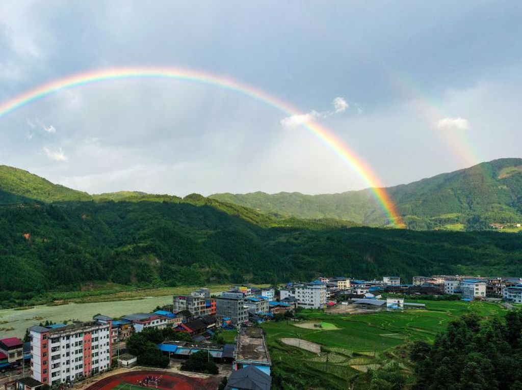Pelangi Ganda Hiasi Langit China, Indah Banget Pelangi Ganda Hiasi Langit China, Indah Banget