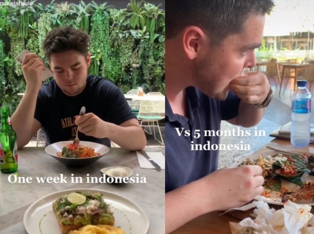 Perbedaan Cara Makan Bule di Indonesia Saat 1 Minggu dan 5 Bulan
