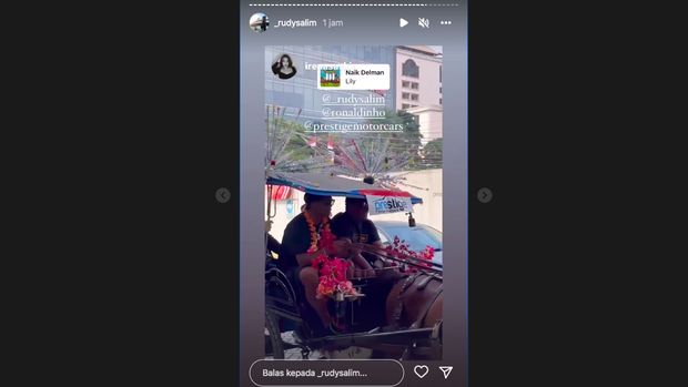 Ronaldinho. Tangkapan layar Instastory Rudy Salim