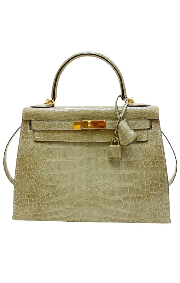 Hermes Kelly 28 'Vert Celadon Natura'  Alligator Himalayan