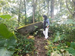 Merananya Pilar Batu Situs Candi Tampir di Boyolali Ambruk