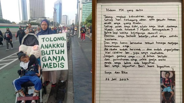 Viral aksi seorang ibu di CFD memperjuangkan legalnya ganja medis karena anak idap lumpuh otak.