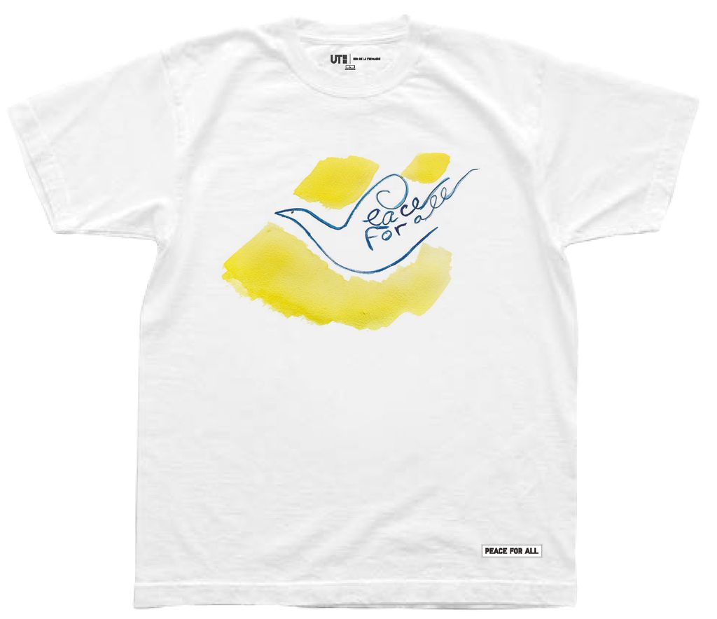 Uniqlo T-shirt 'PEACE FOR ALL' rancangan Ines de la Fressange