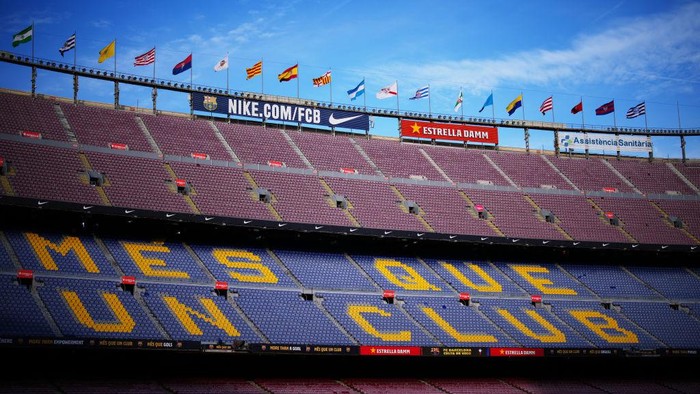 BARCELONA, SPAIN - MAY 10: General view inside the stadium prior to the La Liga Santander match between FC Barcelona and RC Celta de Vigo at Camp Nou on May 10, 2022 in Barcelona, Spain. (Photo by Alex Caparros/Getty Images)