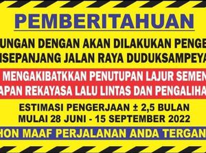 Penutupan Lajur di Jalan Raya Duduksampeyan Gresik Dampak Pengecoran