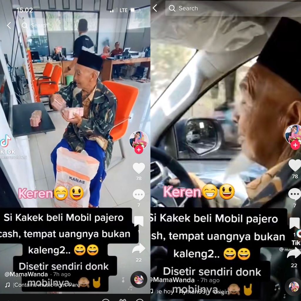 Kakek viral beli mobil pakai uang tunai