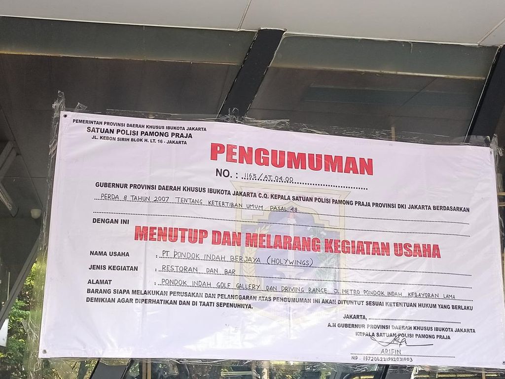 Satpol PP DKI Ungkap Penyebab Holywings Pondok Indah Disegel Belakangan
