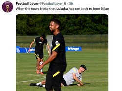 Kepindahannya ke Inter diledek. Transfer mahalnya dianggap gagal, dan sang pemain gagal move on dari Inter Milan. Mungkin begini reaksi pemain Chelsea saat tahu rekannya pulang ke Italia. (Foto: Twitter @FootballLover_8)